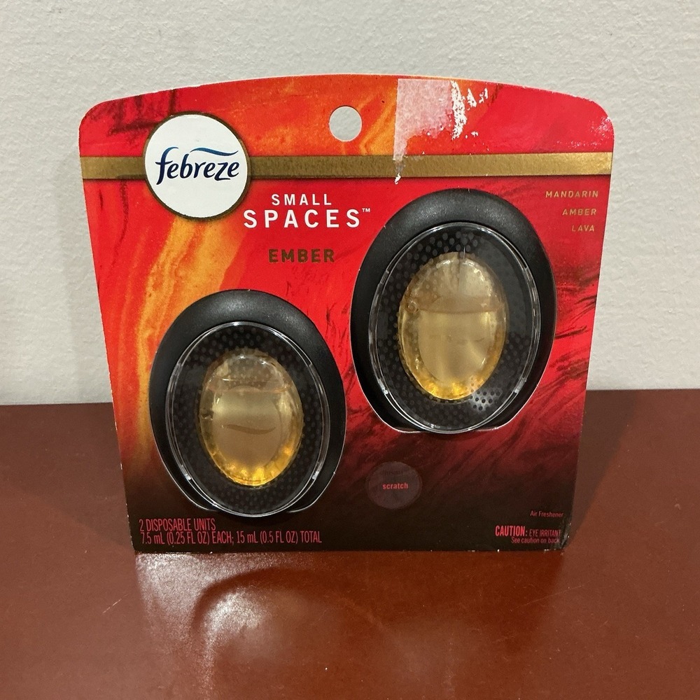 2 Brand New EMBER Febreze Small Spaces Air Freshener (Mandarin , Amber , Lava)